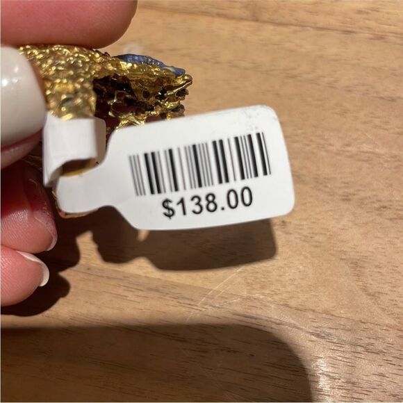 Free People x Marly Moretti Born This Way Gold Blue Crystal Stone Statement Ring - Picture 4 of 7